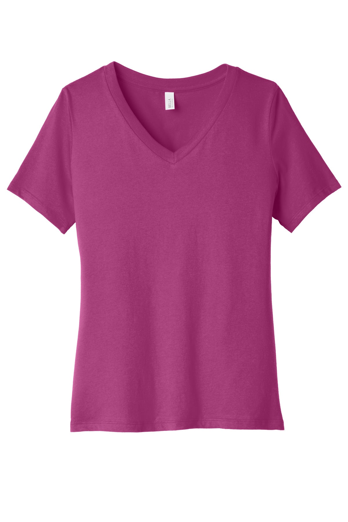 BELLA+CANVAS  Women's Relaxed Jersey Short Sleeve V-Neck Tee. BC6405 - Berry