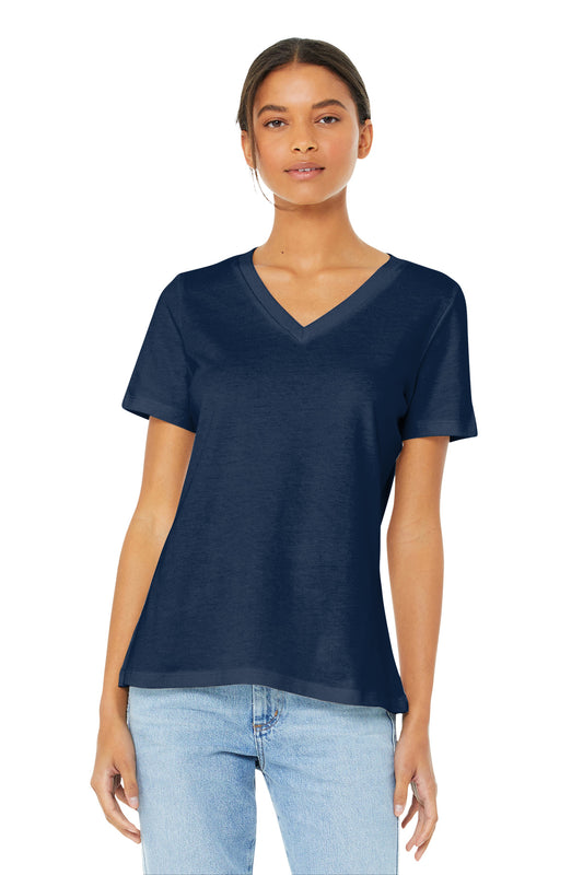 BELLA+CANVAS  Women's Relaxed Jersey Short Sleeve V-Neck Tee. BC6405 - Navy