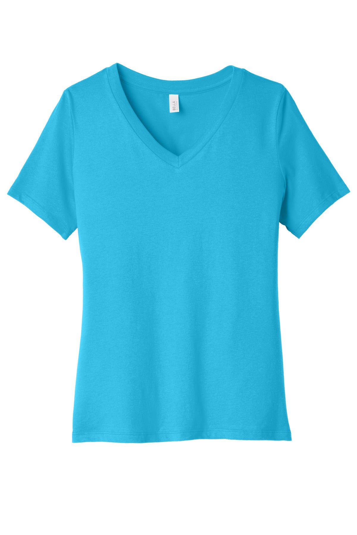 BELLA+CANVAS  Women's Relaxed Jersey Short Sleeve V-Neck Tee. BC6405 - Turquoise