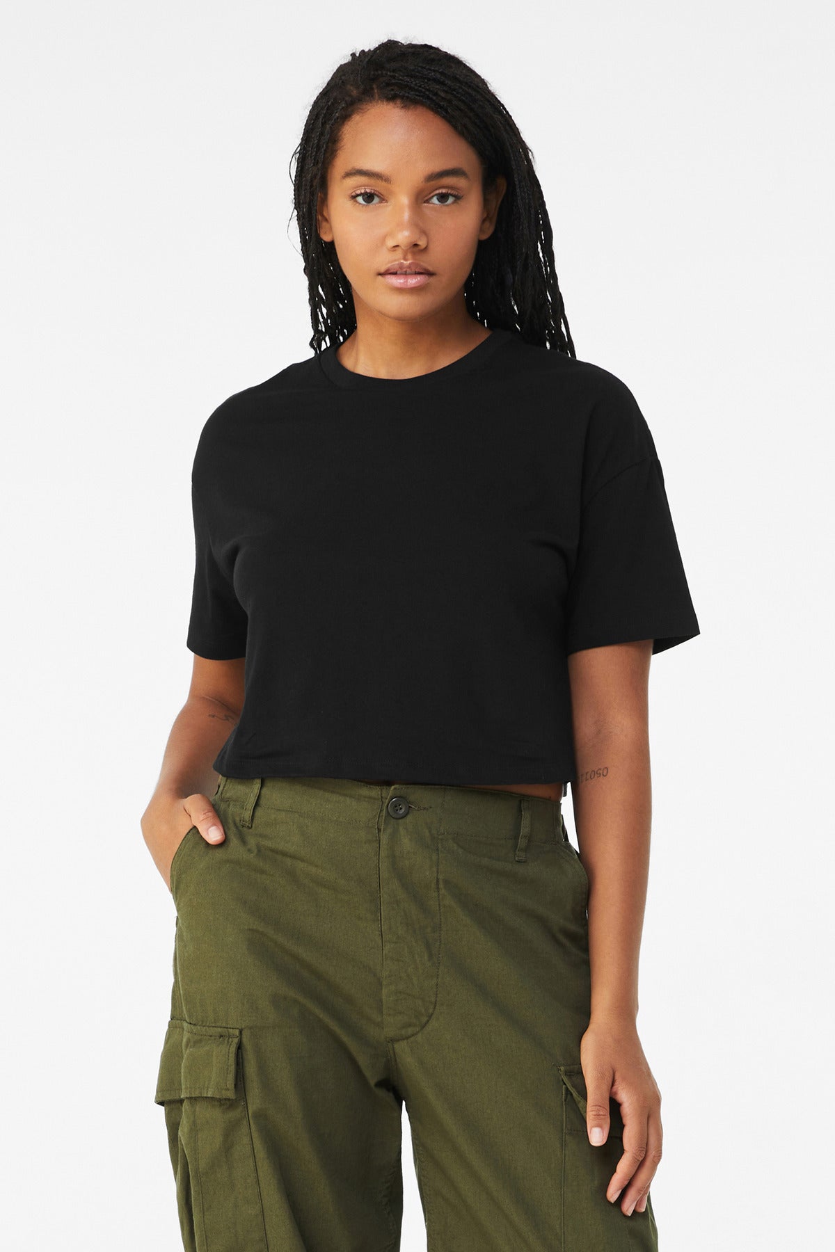 BELLA+CANVAS Women's Jersey Crop Tee BC6482 - Black