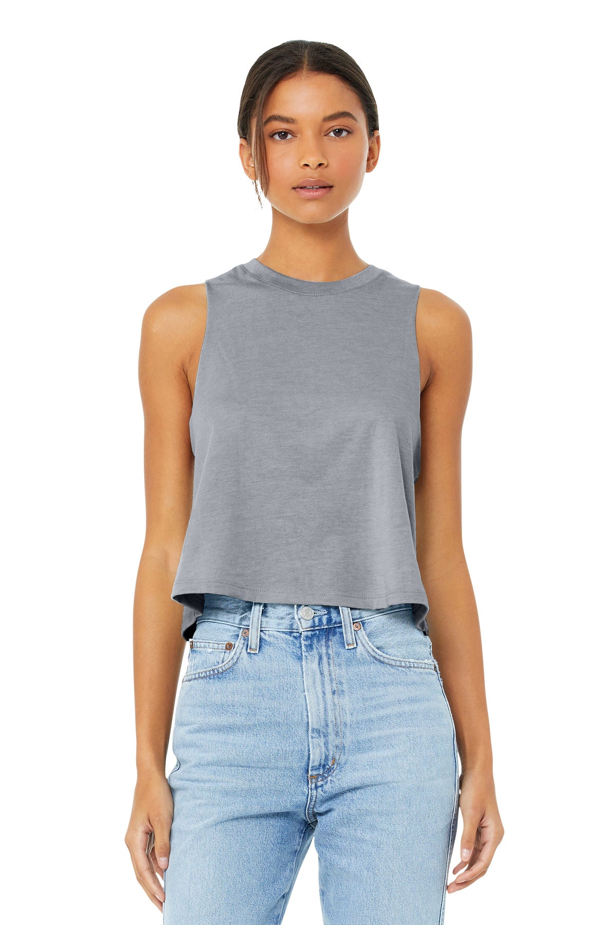 BELLA+CANVAS  Women's Racerback Cropped Tank. BC6682 - Athletic Heather