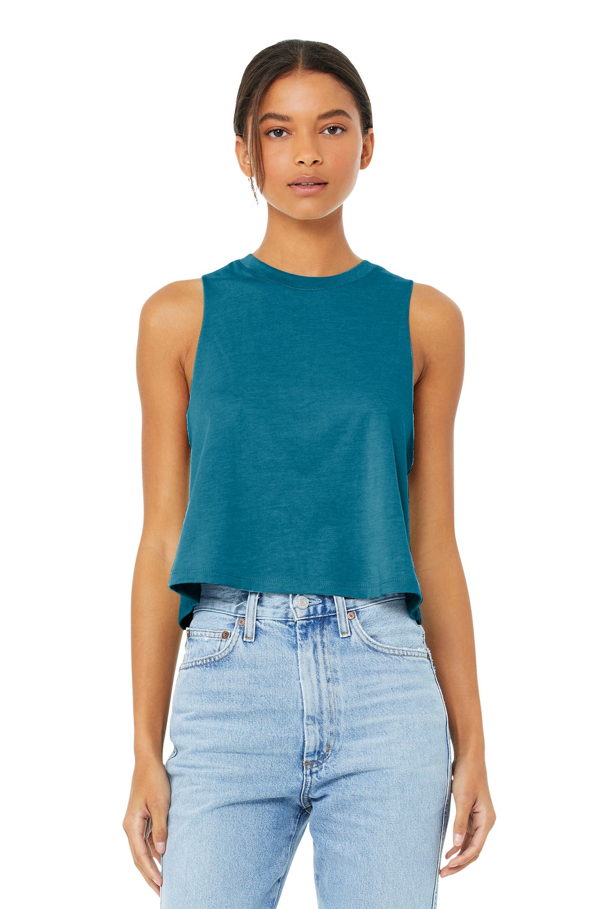 BELLA+CANVAS  Women's Racerback Cropped Tank. BC6682 - Heather Deep Teal