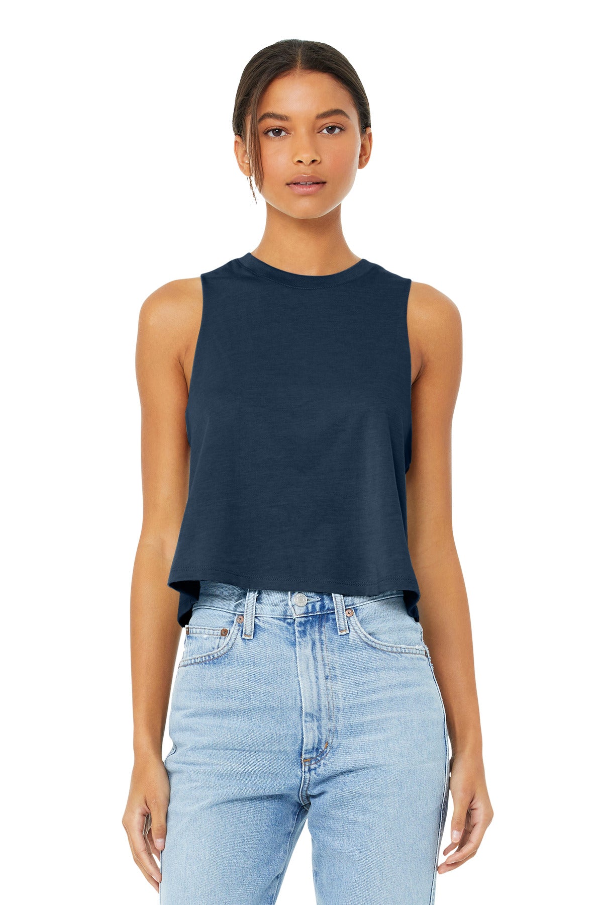 BELLA+CANVAS  Women's Racerback Cropped Tank. BC6682 - Heather Navy