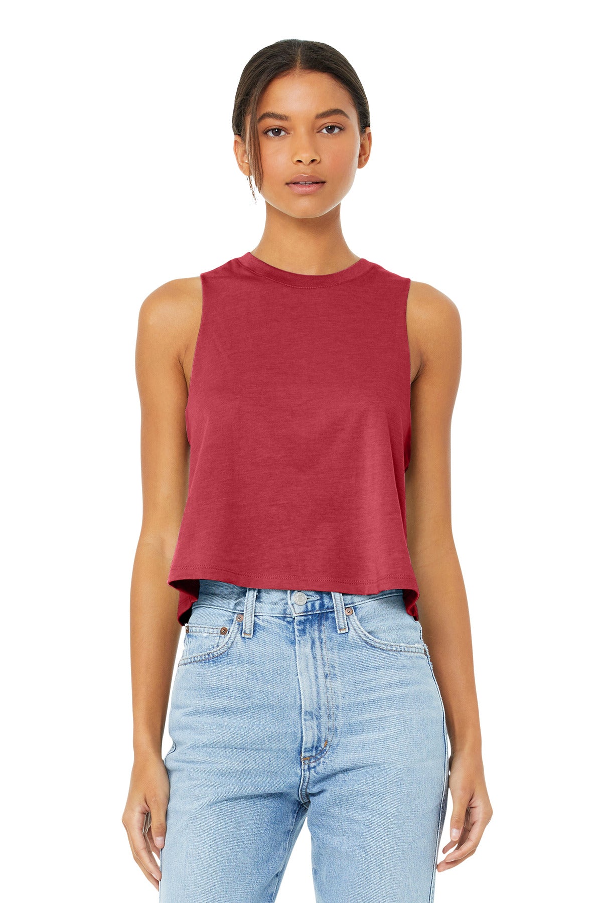 BELLA+CANVAS  Women's Racerback Cropped Tank. BC6682 - Heather Red