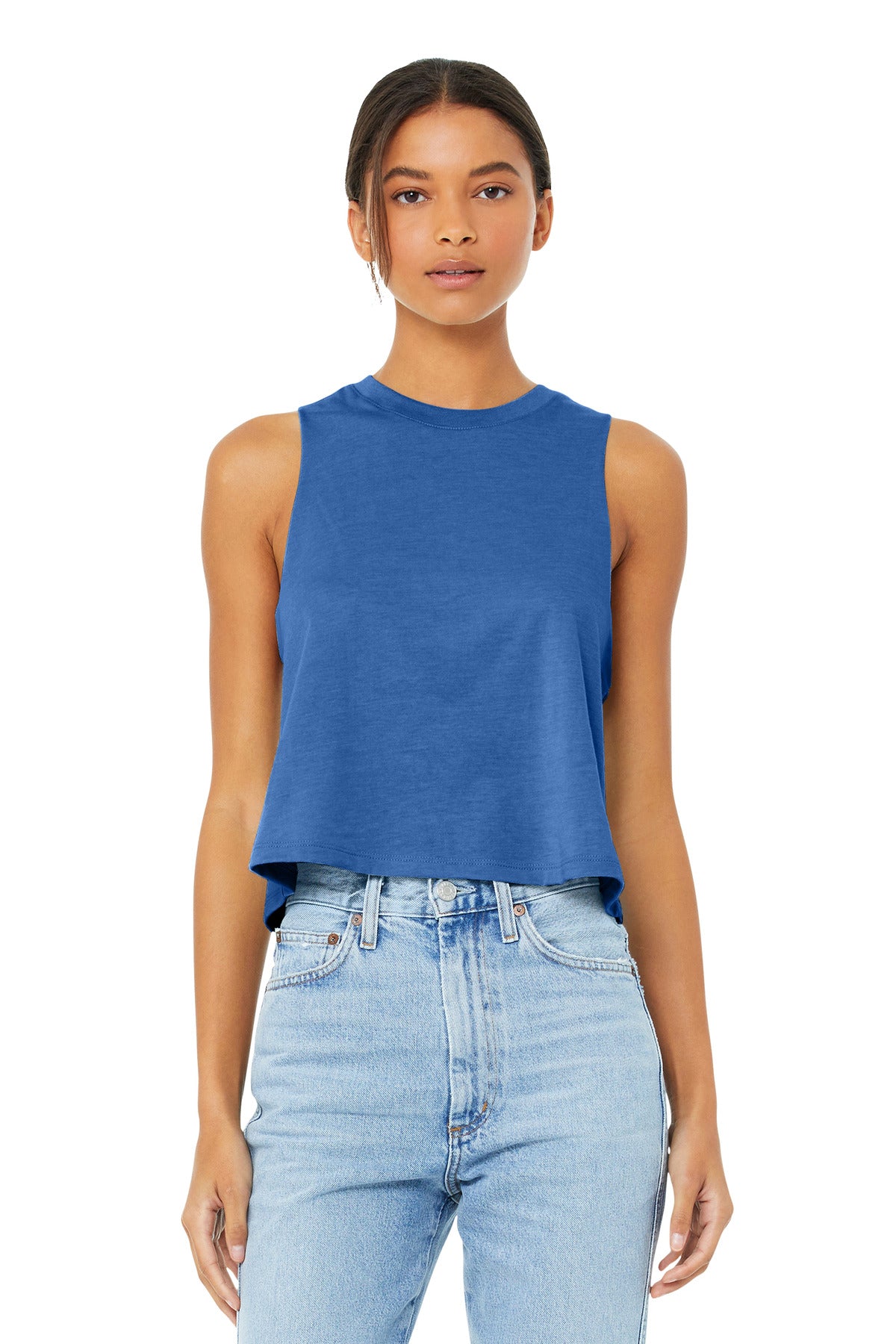BELLA+CANVAS  Women's Racerback Cropped Tank. BC6682 - Heather True Royal