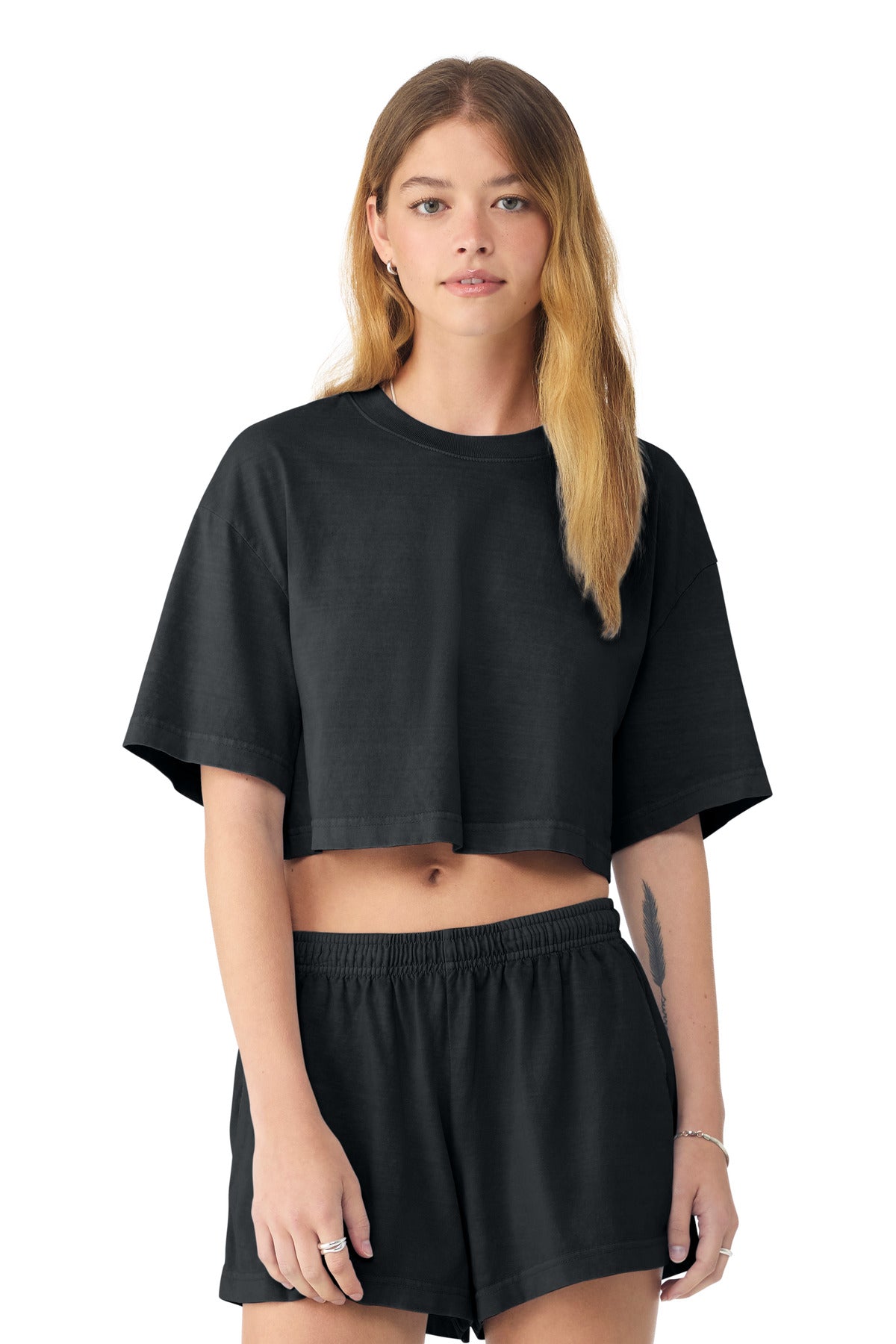 BELLA+CANVAS Women's Heavyweight Garment-Dyed Cropped Tee BC6882GD - Washed Black