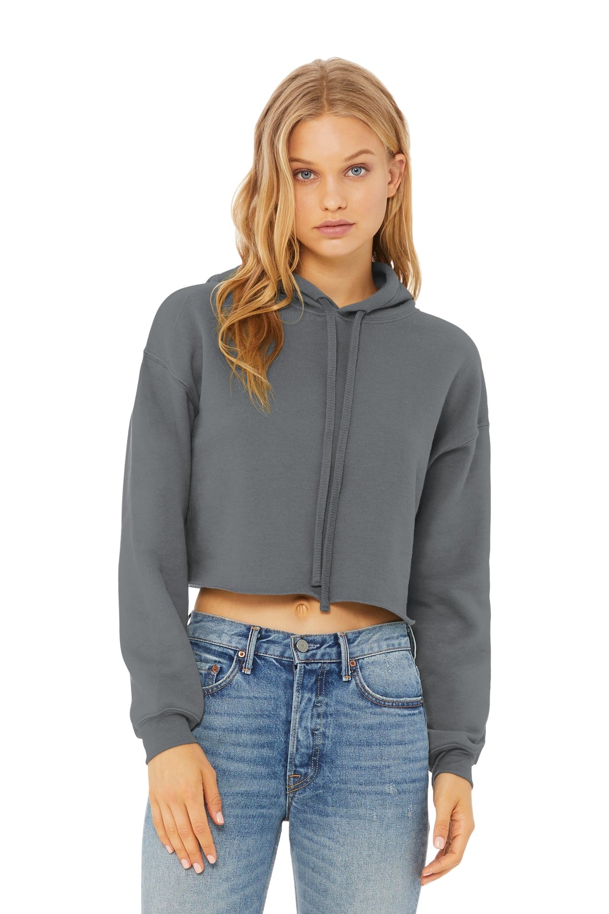 BELLA+CANVAS  Women's Sponge Fleece Cropped Fleece Hoodie. BC7502 - Storm