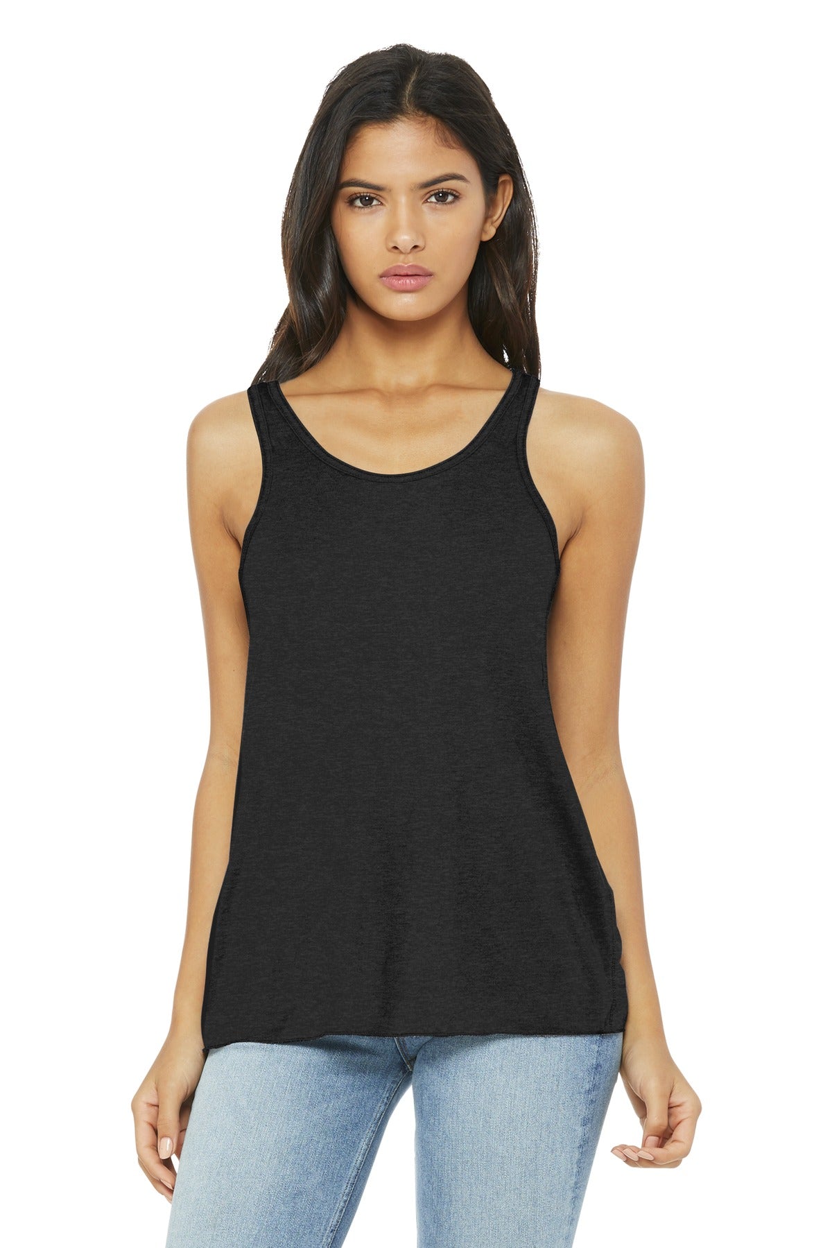 BELLA+CANVAS  Women's Flowy Racerback Tank. BC8800 - Black Heather