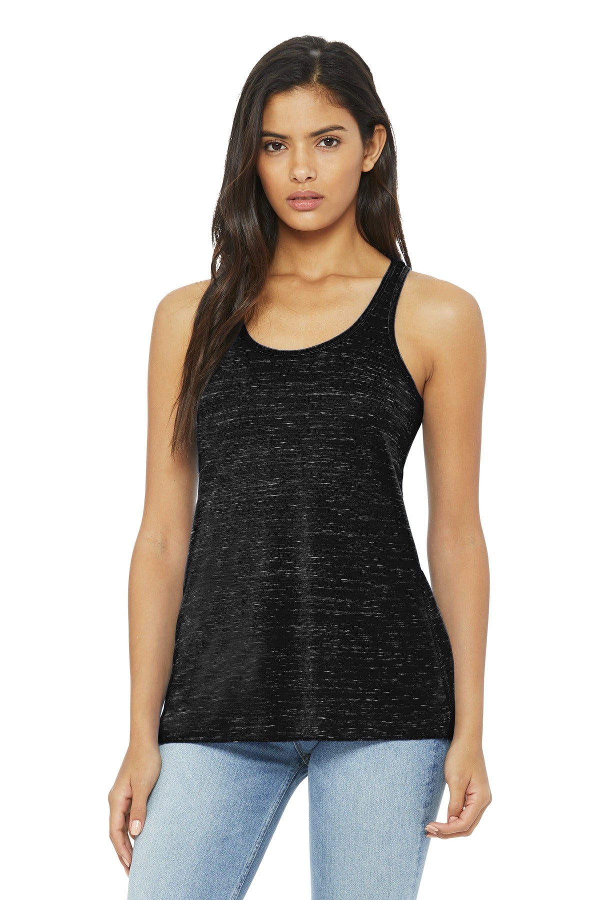 BELLA+CANVAS  Women's Flowy Racerback Tank. BC8800 - Black Marble