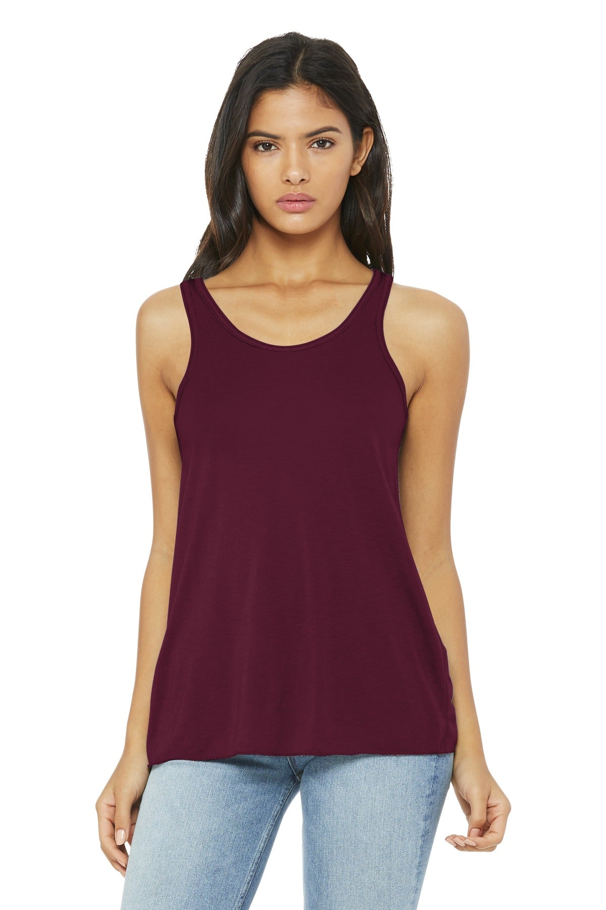 BELLA+CANVAS  Women's Flowy Racerback Tank. BC8800 - Maroon