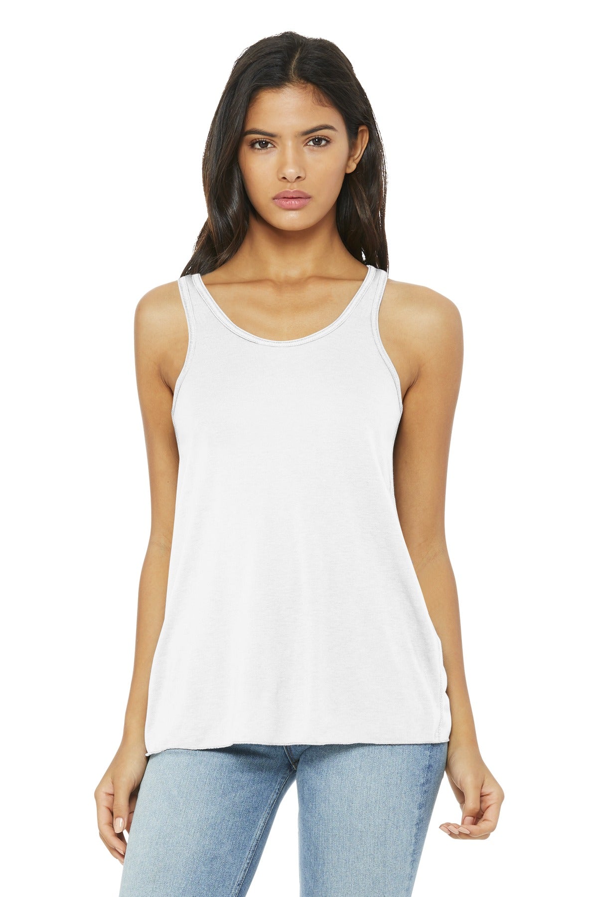 BELLA+CANVAS  Women's Flowy Racerback Tank. BC8800 - White