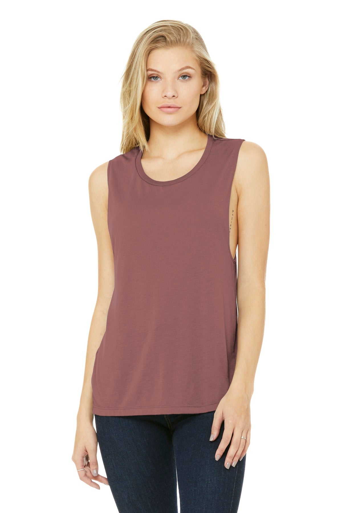 BELLA+CANVAS  Women's Flowy Scoop Muscle Tank. BC8803 - Mauve