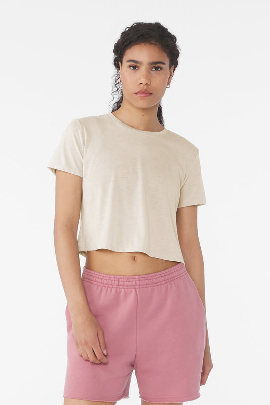 BELLA+CANVAS Women's Flowy Cropped Tee BC8882 - Heather Dust