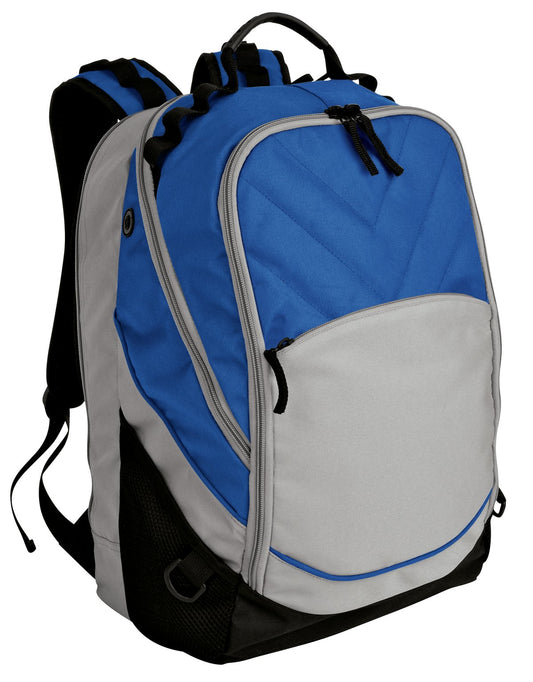 Port Authority Xcape Computer Backpack. BG100 - Royal/ Grey/ Black