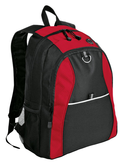 Port Authority Contrast Honeycomb Backpack. BG1020 - Red/ Black