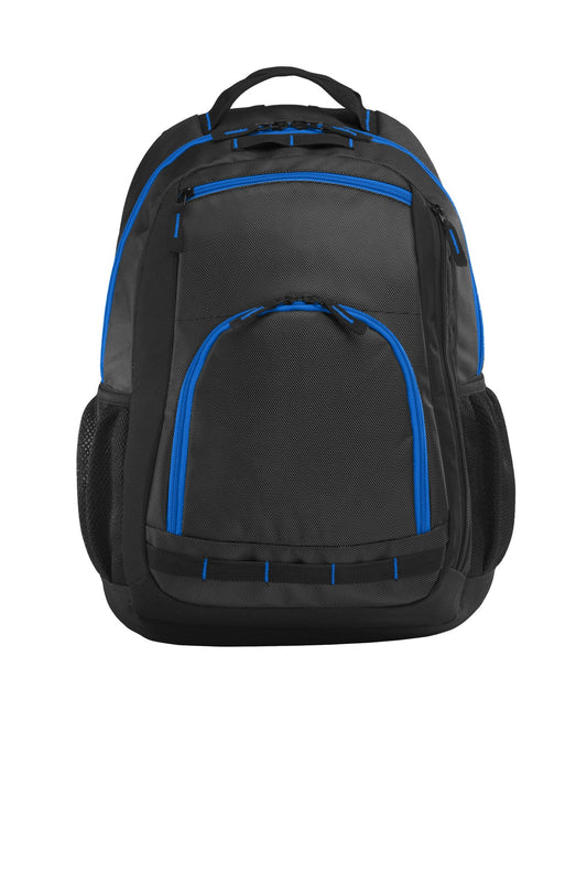 Port Authority Xtreme Backpack. BG207 - Dark Grey/ Black/ Shock Blue