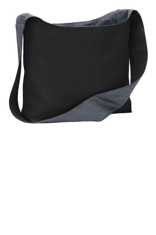 Port Authority Cotton Canvas Sling Bag. BG405 - Black/ Charcoal