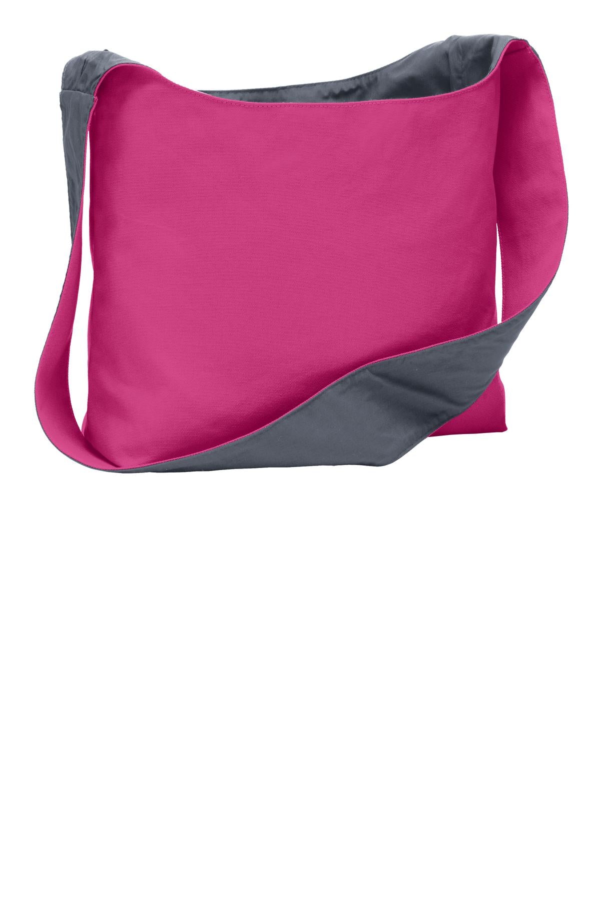 Port Authority Cotton Canvas Sling Bag. BG405 - Tropical Pink/ Charcoal