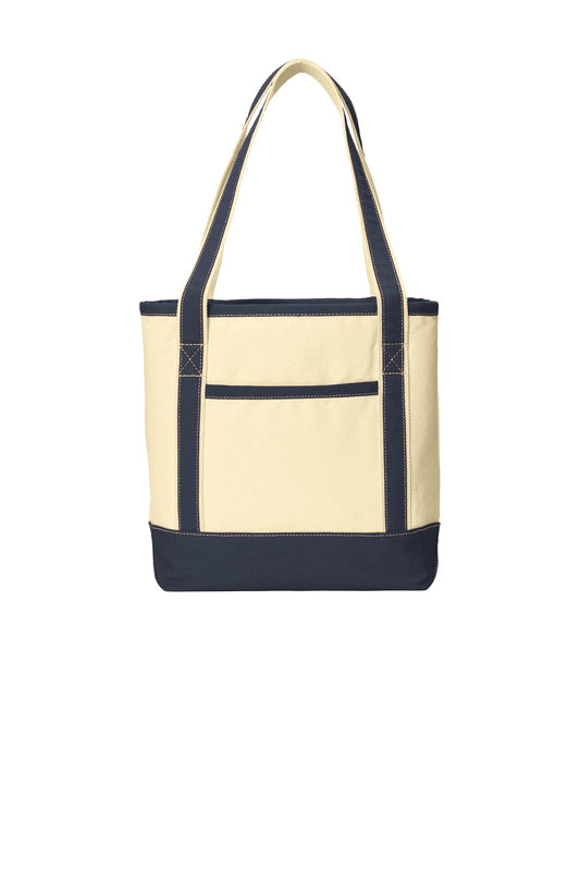 Port Authority Medium Cotton Canvas Tote. BG412 - Natural/ Navy