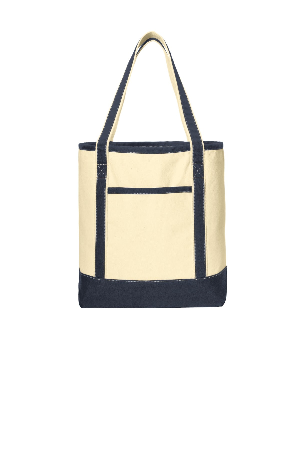 Port Authority Large Cotton Canvas Tote. BG413 - Natural/ Navy