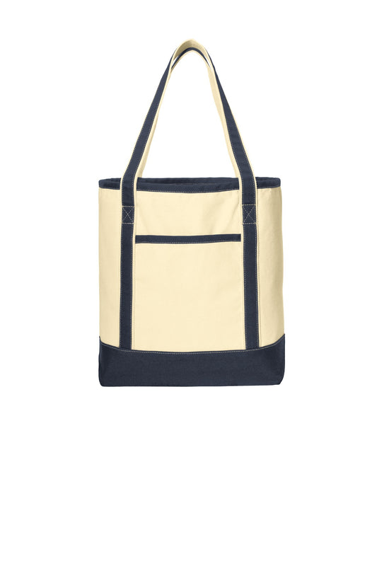 Port Authority Large Cotton Canvas Tote. BG413 - Natural/ Navy
