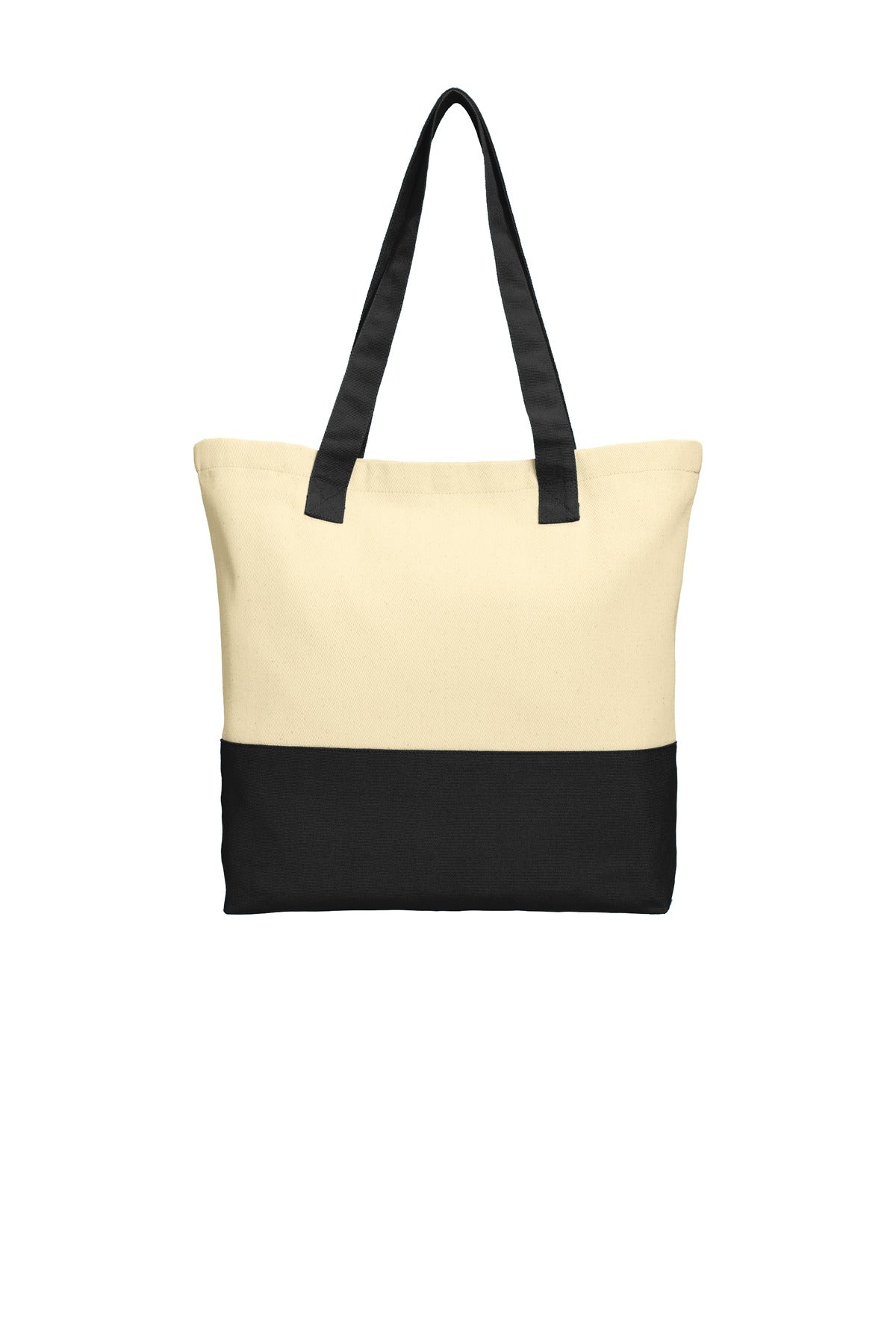 Port Authority Colorblock Cotton Tote. BG414 - Natural/ Black