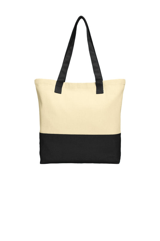 Port Authority Colorblock Cotton Tote. BG414 - Natural/ Black