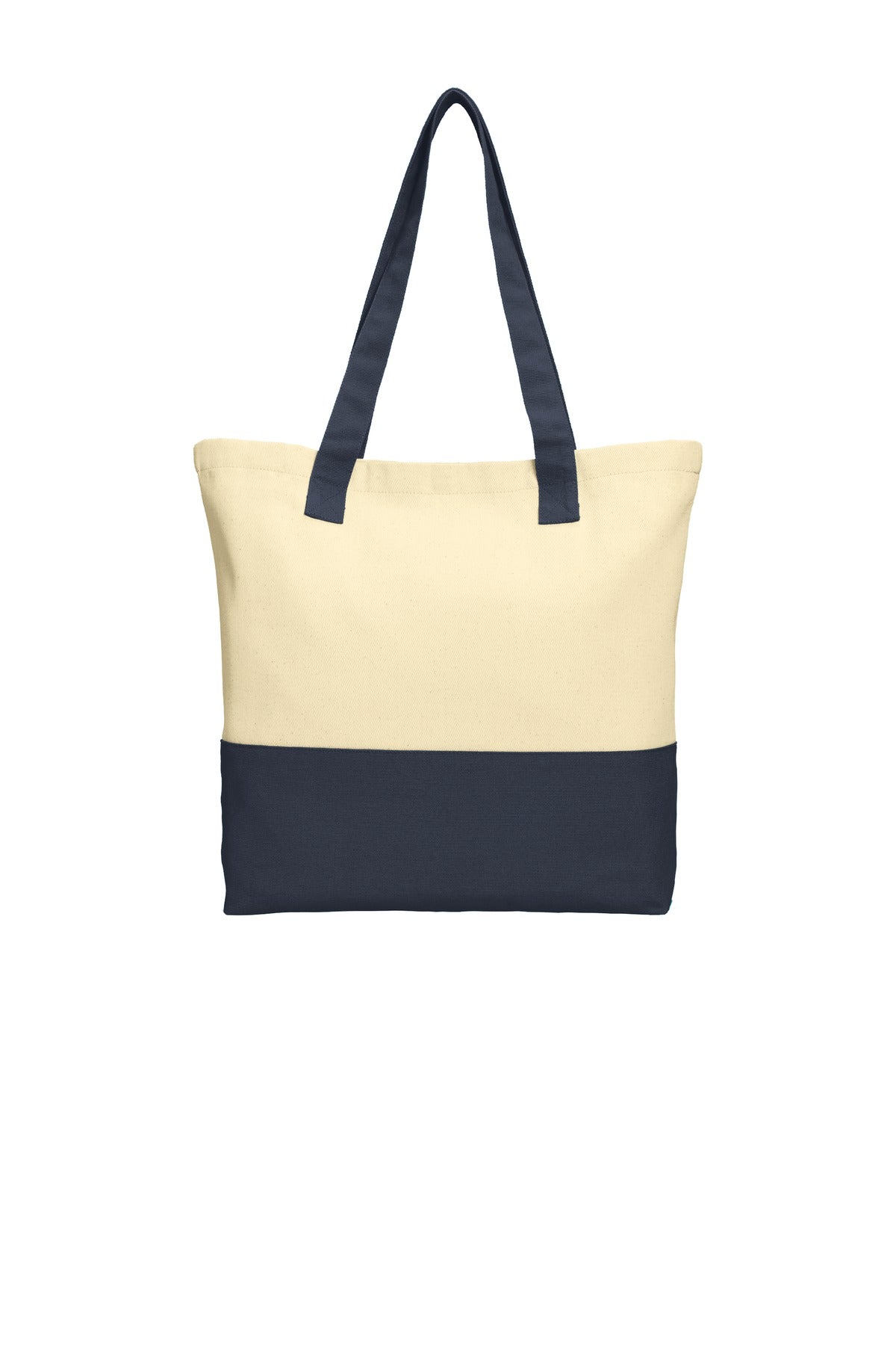 Port Authority Colorblock Cotton Tote. BG414 - Natural/ Navy