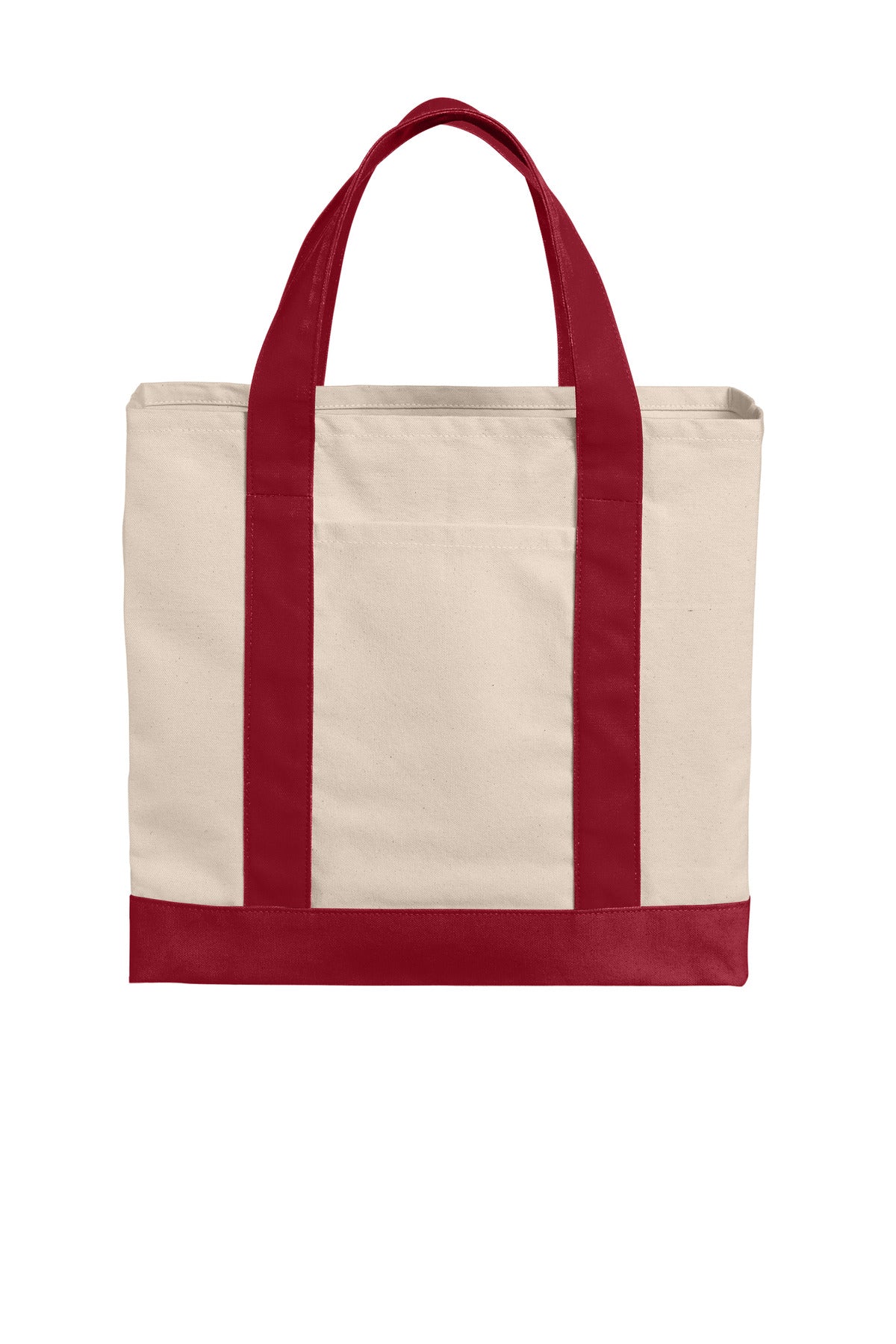 Port Authority Cotton Canvas Two-Tone Tote BG429 - Natural/ Deep Red