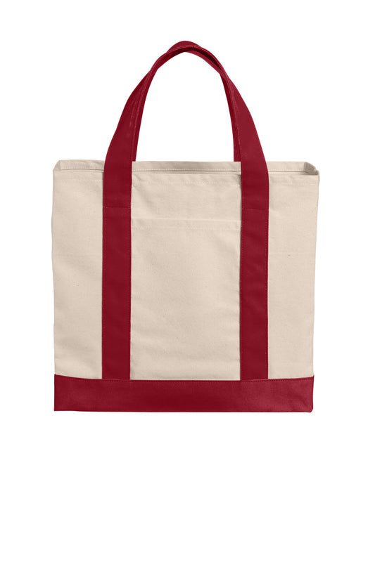 Port Authority Cotton Canvas Two-Tone Tote BG429 - Natural/ Deep Red