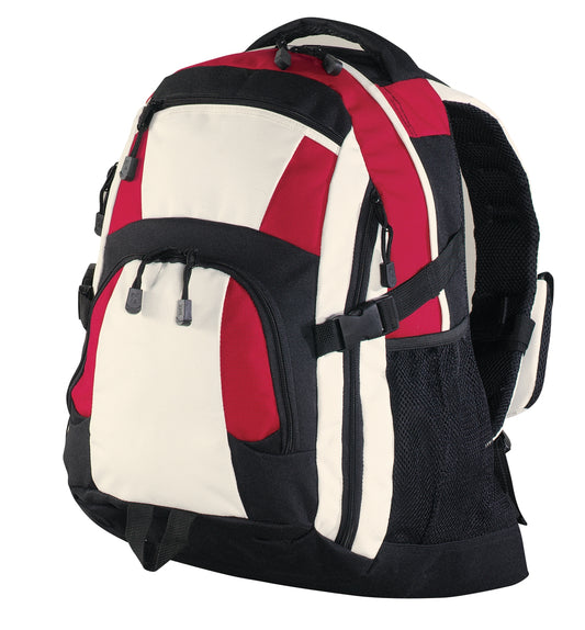 Port Authority Urban Backpack. BG77 - Black/ Red/ Stone