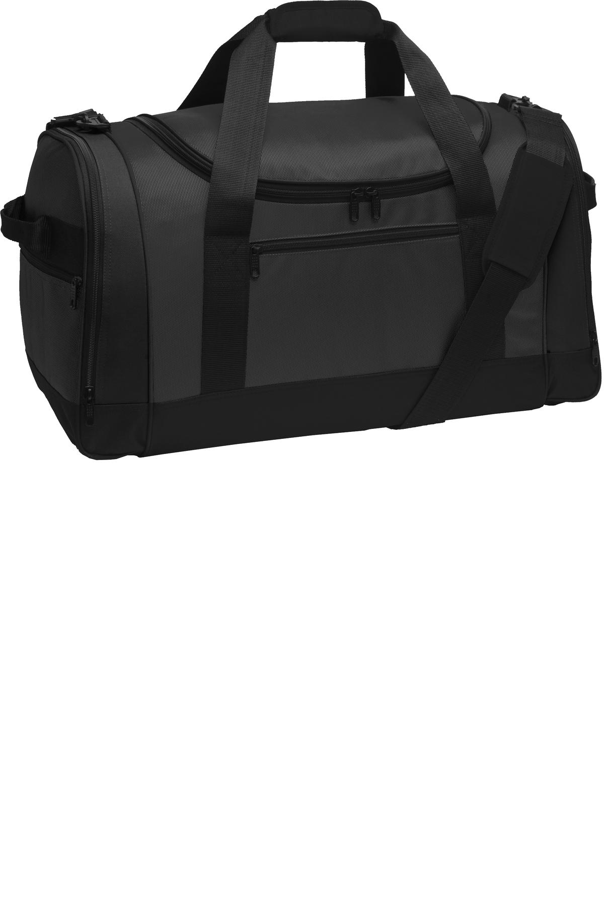 Port Authority Voyager Sports Duffel. BG800 - Dark Grey/ Black