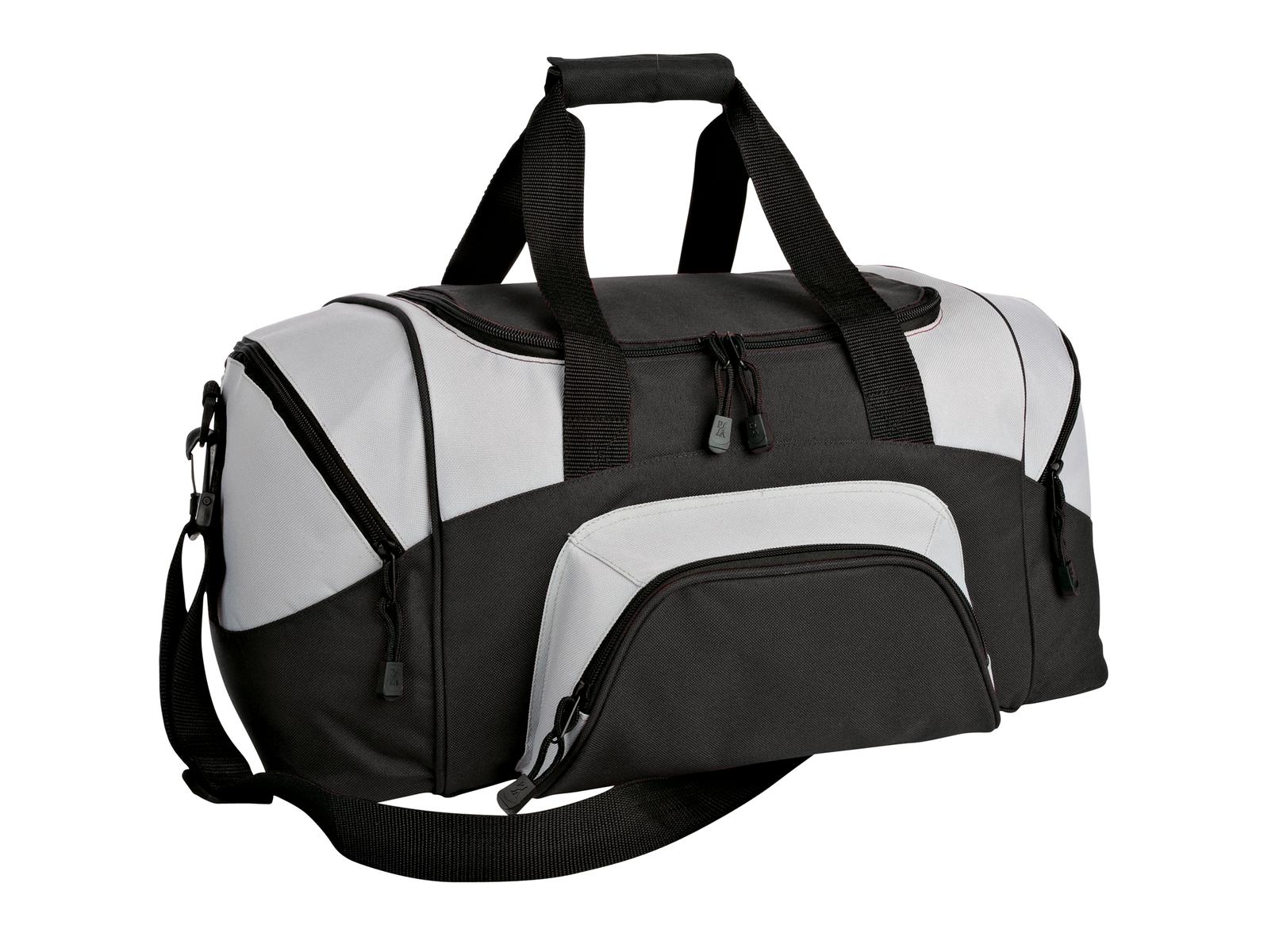 Port Authority - Small Colorblock Sport Duffel. BG990S - Black/ Grey