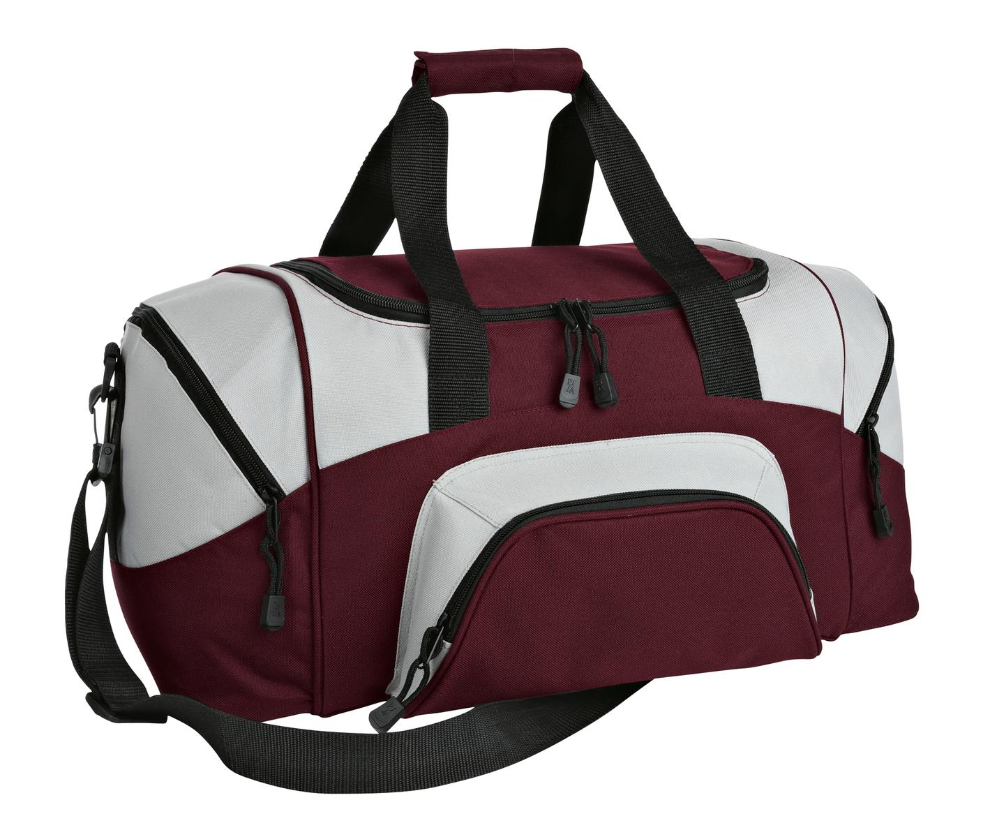 Port Authority - Small Colorblock Sport Duffel. BG990S - Maroon/ Grey
