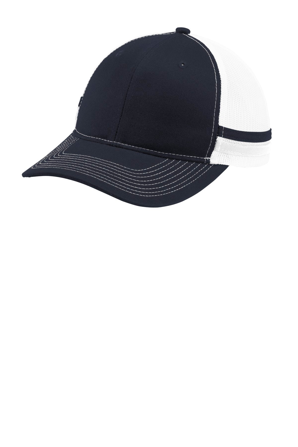 Port Authority  Two-Stripe Snapback Trucker Cap. C113 - Rich Navy/ Rich Navy/ White