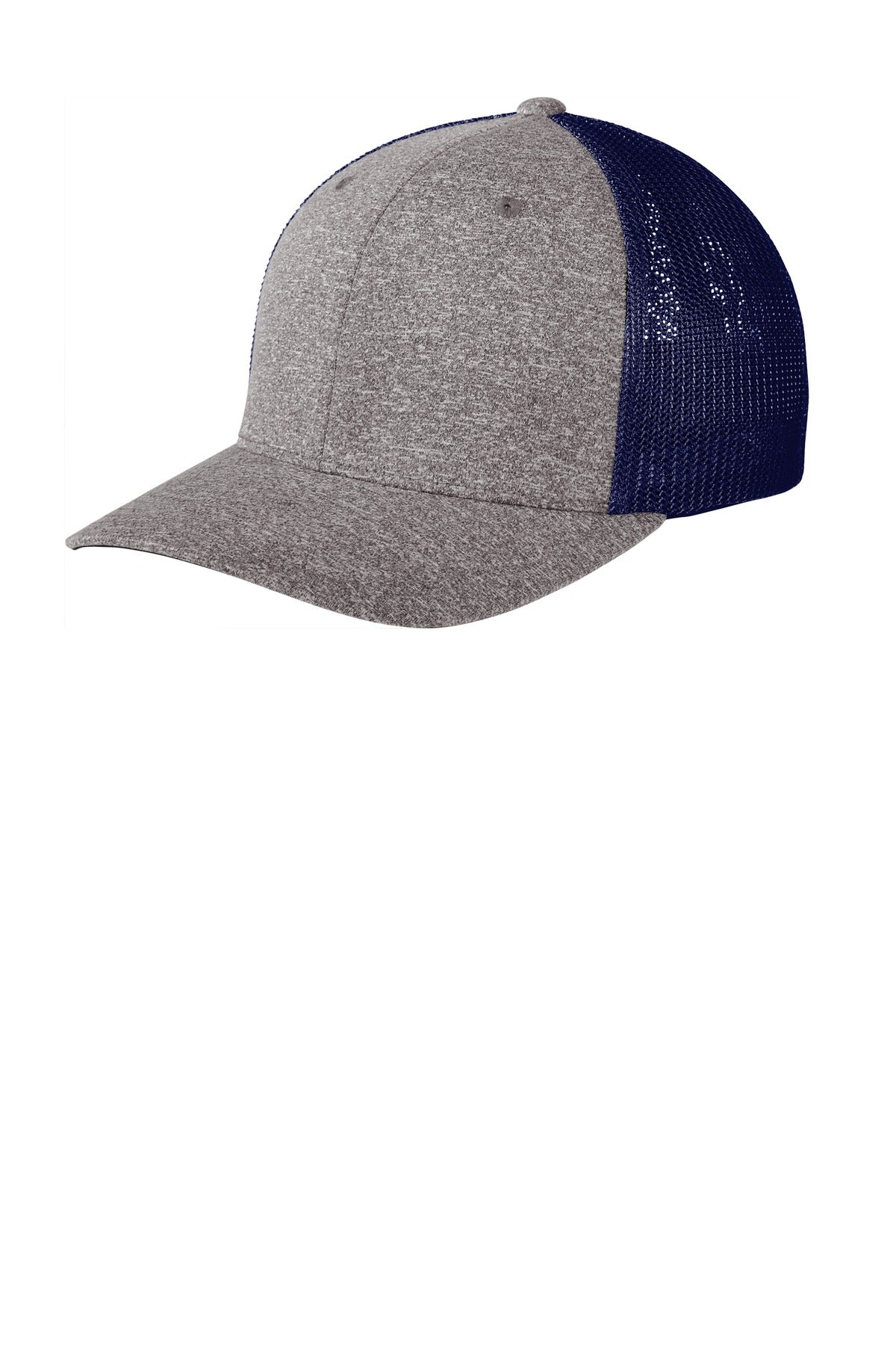 Port Authority  Flexfit  Melange Mesh Back Trucker Cap C302 - True Navy/ Grey Heather