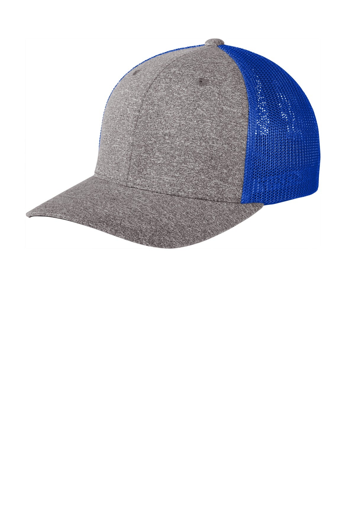 Port Authority  Flexfit  Melange Mesh Back Trucker Cap C302 - True Royal/ Grey Heather