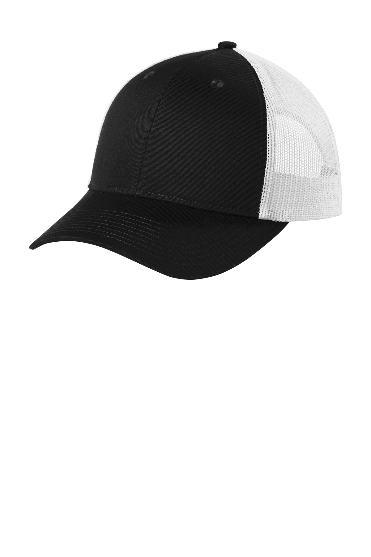 Port Authority  Low-Profile Snapback Trucker Cap C402LP - Black/ White