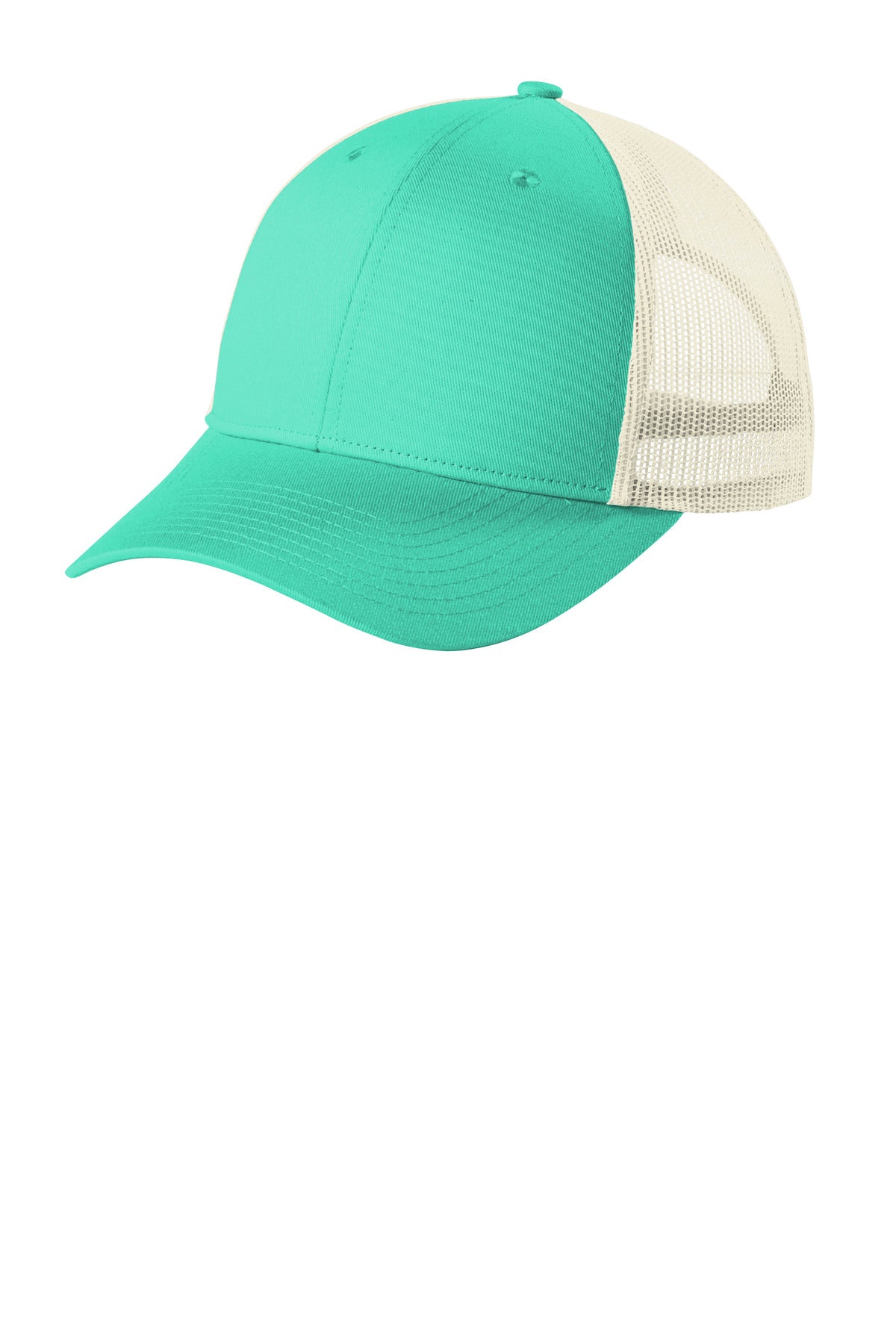 Port Authority  Low-Profile Snapback Trucker Cap C402LP - Bright Seafoam/ Ecru