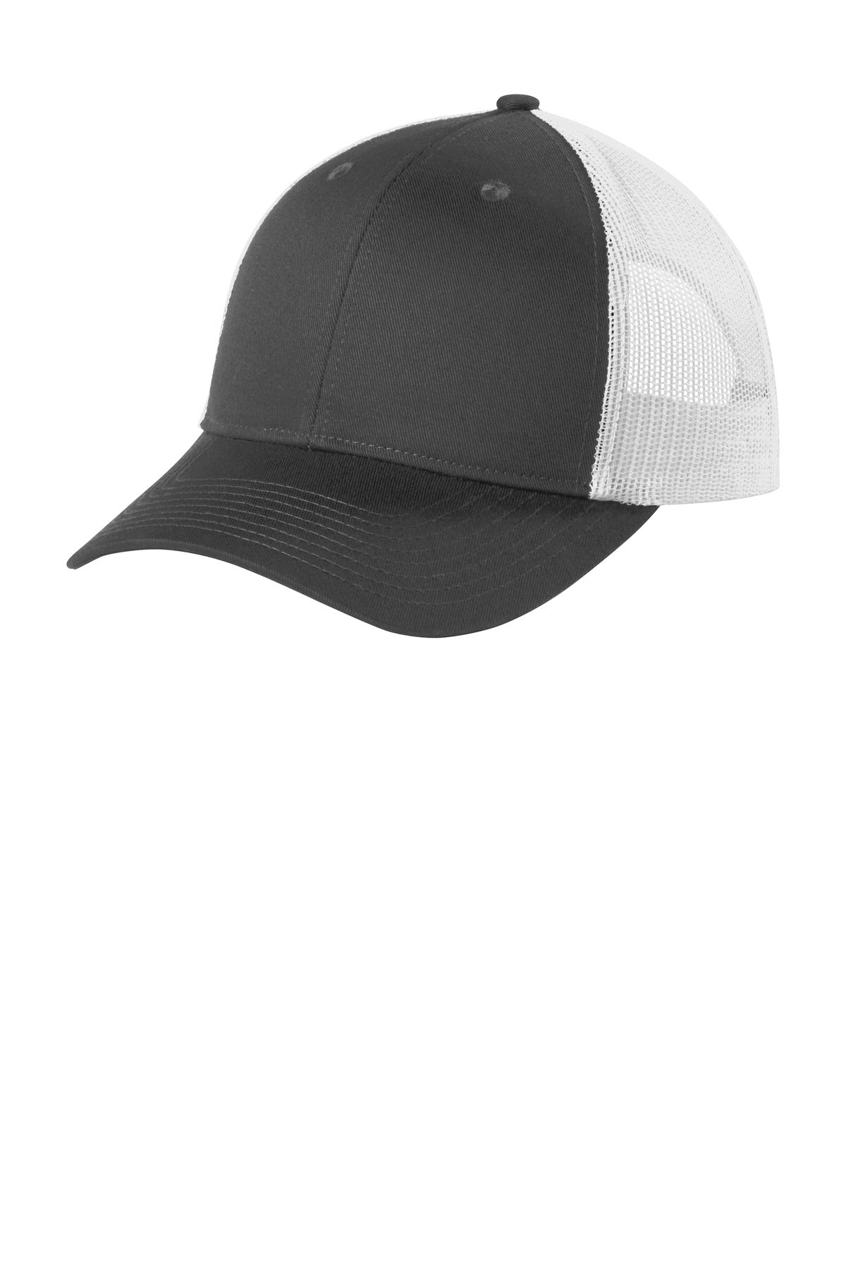 Port Authority  Low-Profile Snapback Trucker Cap C402LP - Grey Steel/ White