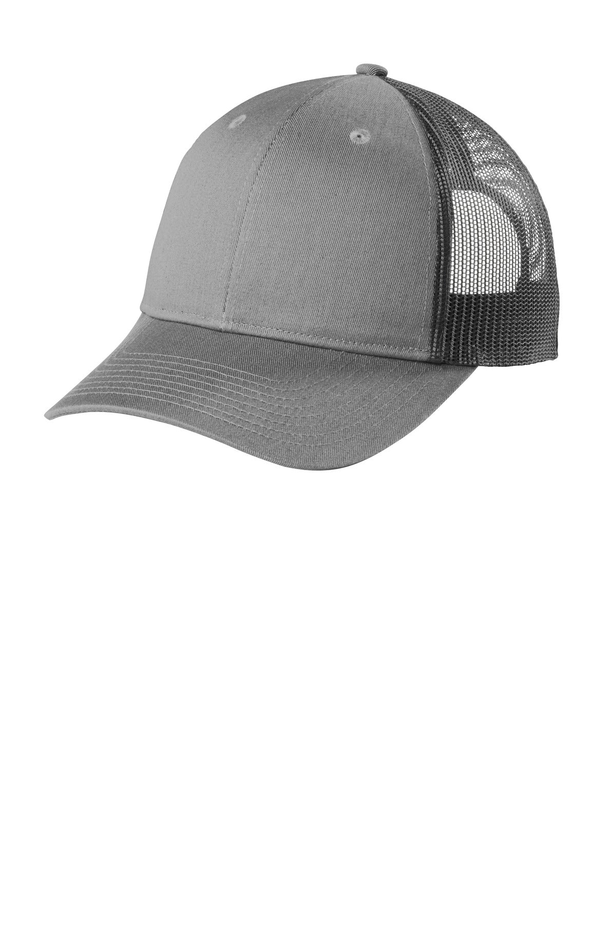 Port Authority  Low-Profile Snapback Trucker Cap C402LP - Heather Grey/ Grey Steel