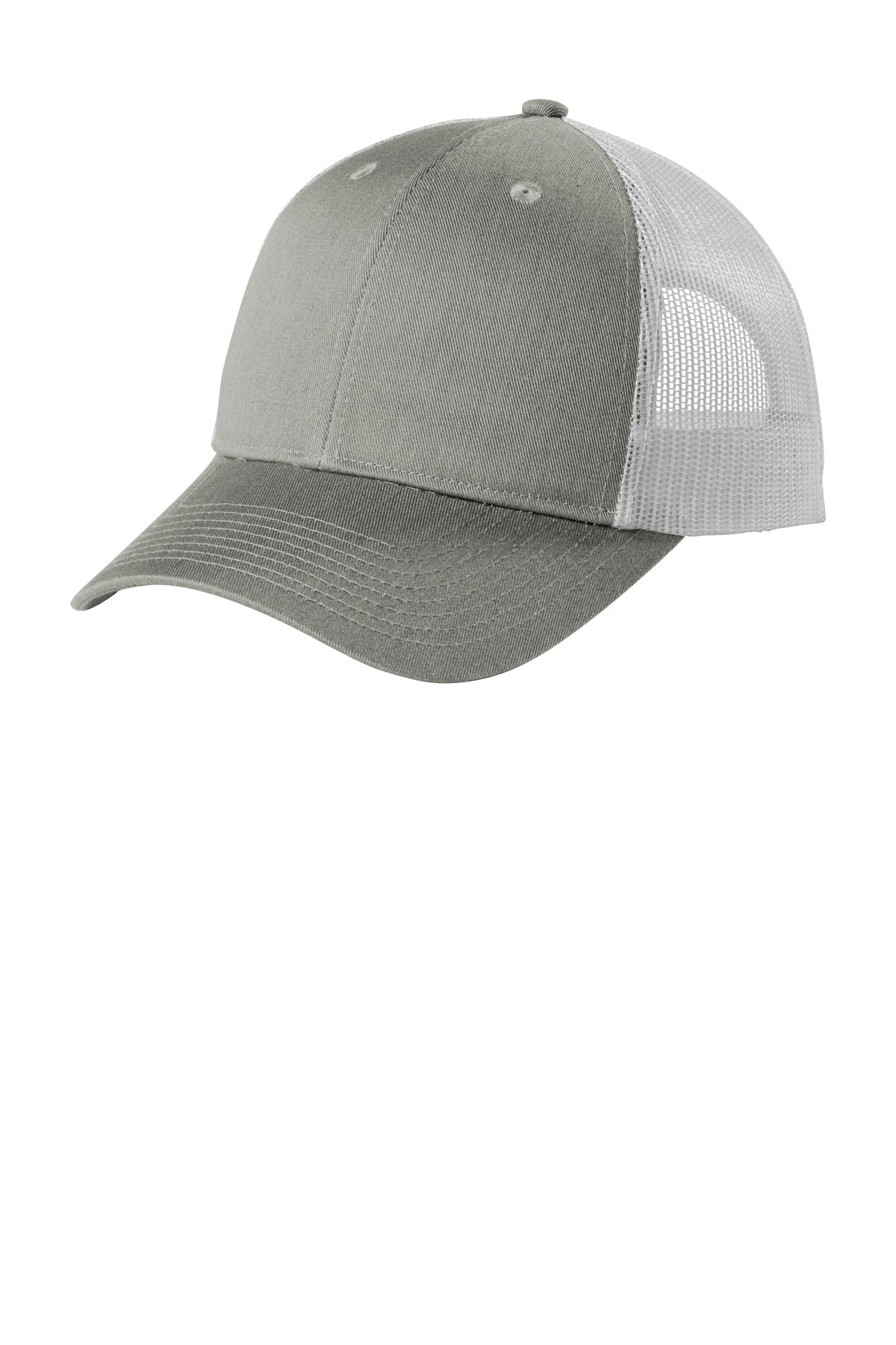 Port Authority  Low-Profile Snapback Trucker Cap C402LP - Heather Grey/ White