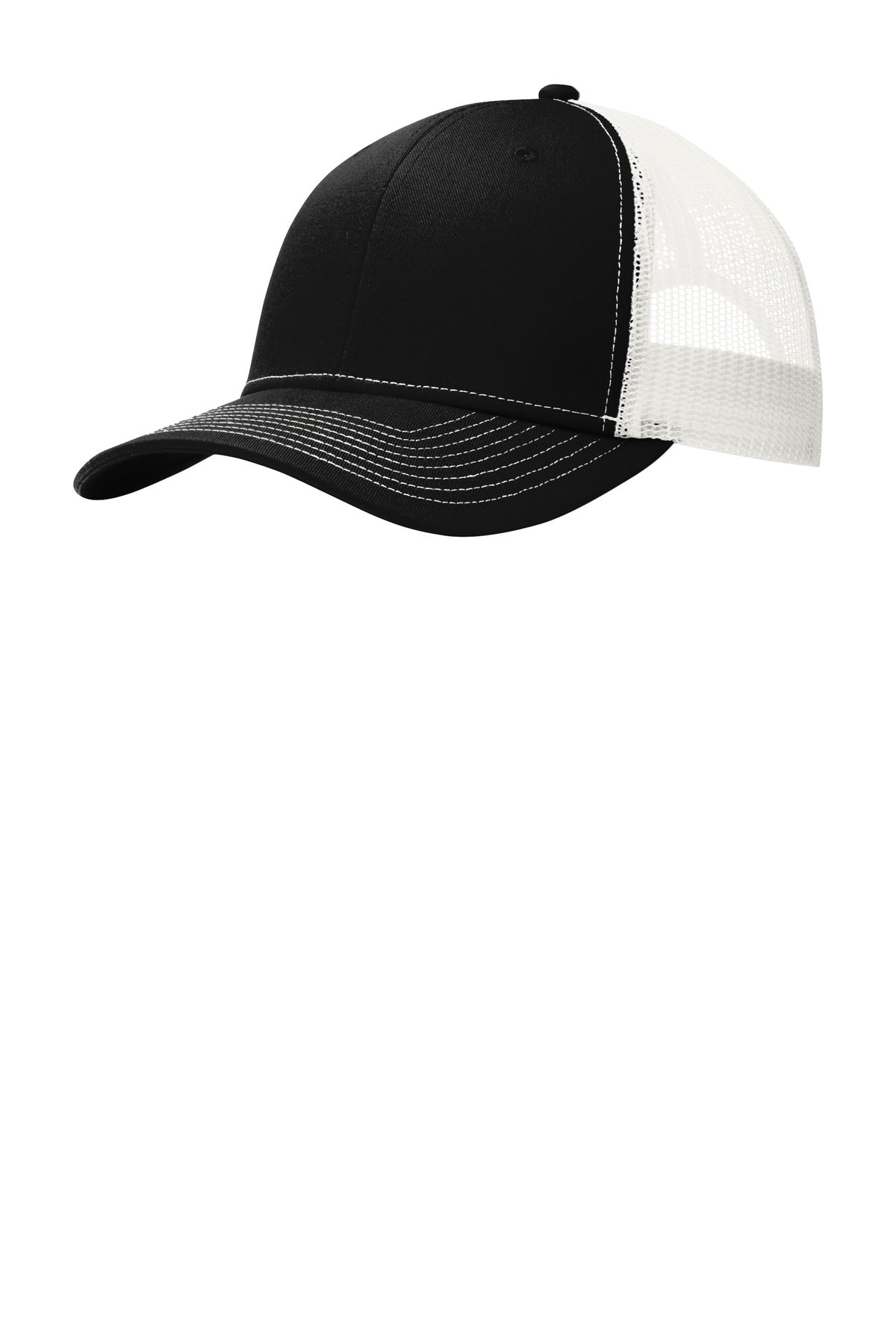 Port Authority Snapback Trucker Cap. C402 - Black/ White