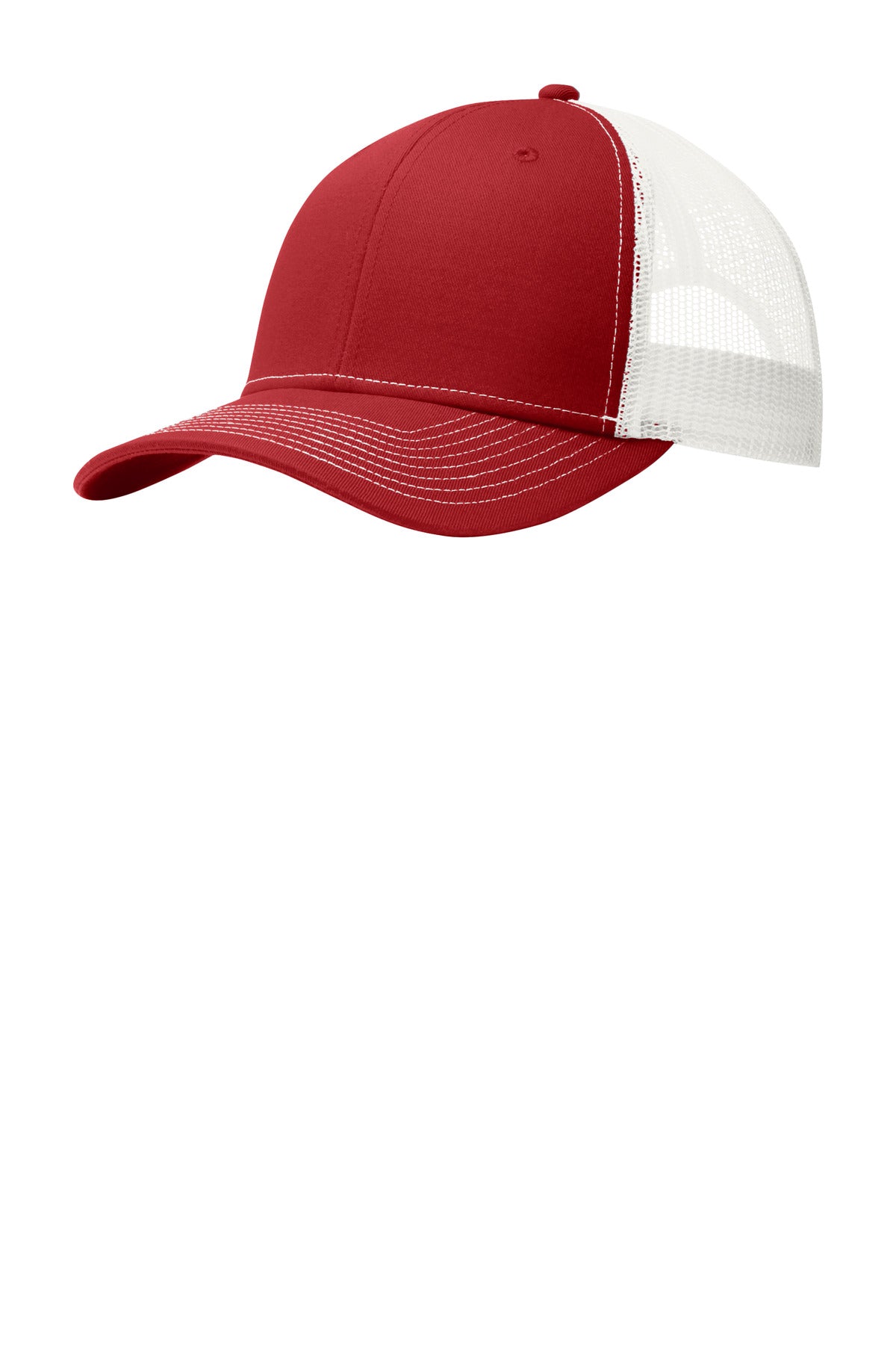 Port Authority Snapback Trucker Cap. C402 - Flame Red/ White