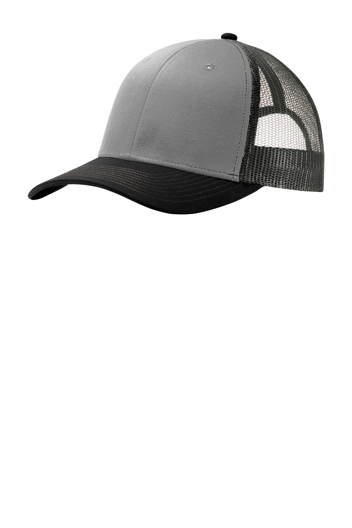 Port Authority Snapback Trucker Cap. C402 - Gusty Grey/ Black/ Grey Steel