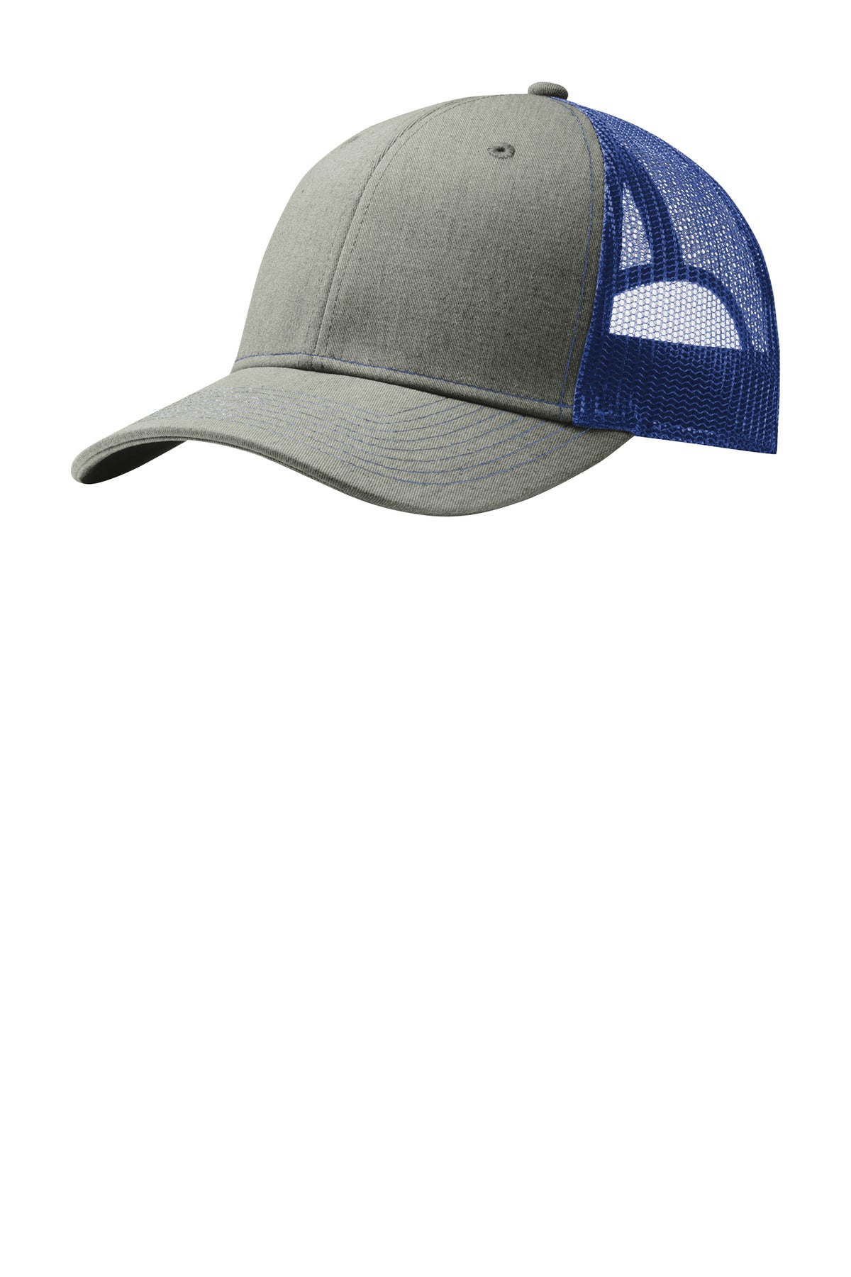Port Authority Snapback Trucker Cap. C402 - Heather Grey/ Patriot Blue
