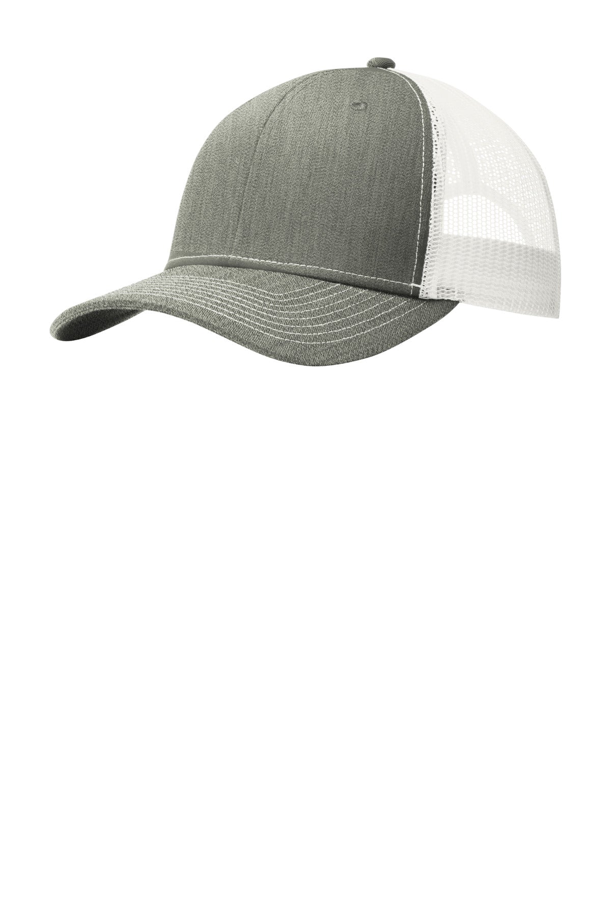 Port Authority Snapback Trucker Cap. C402 - Heather Grey/ White