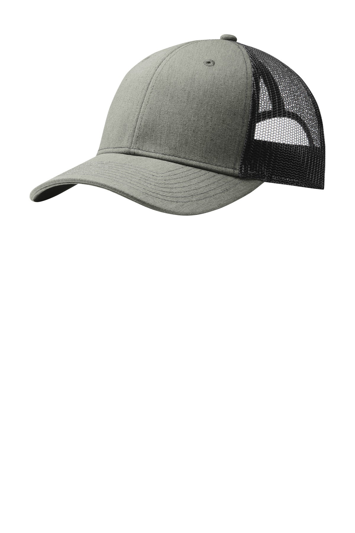 Port Authority Snapback Trucker Cap. C402 - Heather Grey/ Black