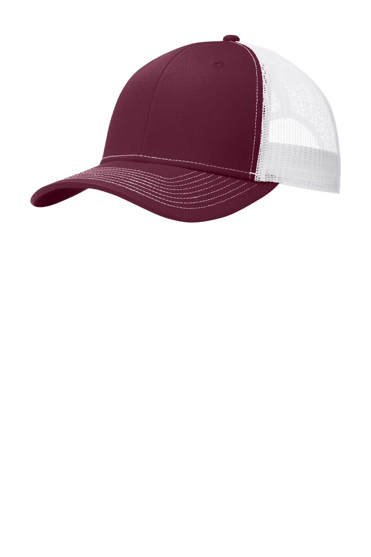 Port Authority Snapback Trucker Cap. C402 - Maroon/ White