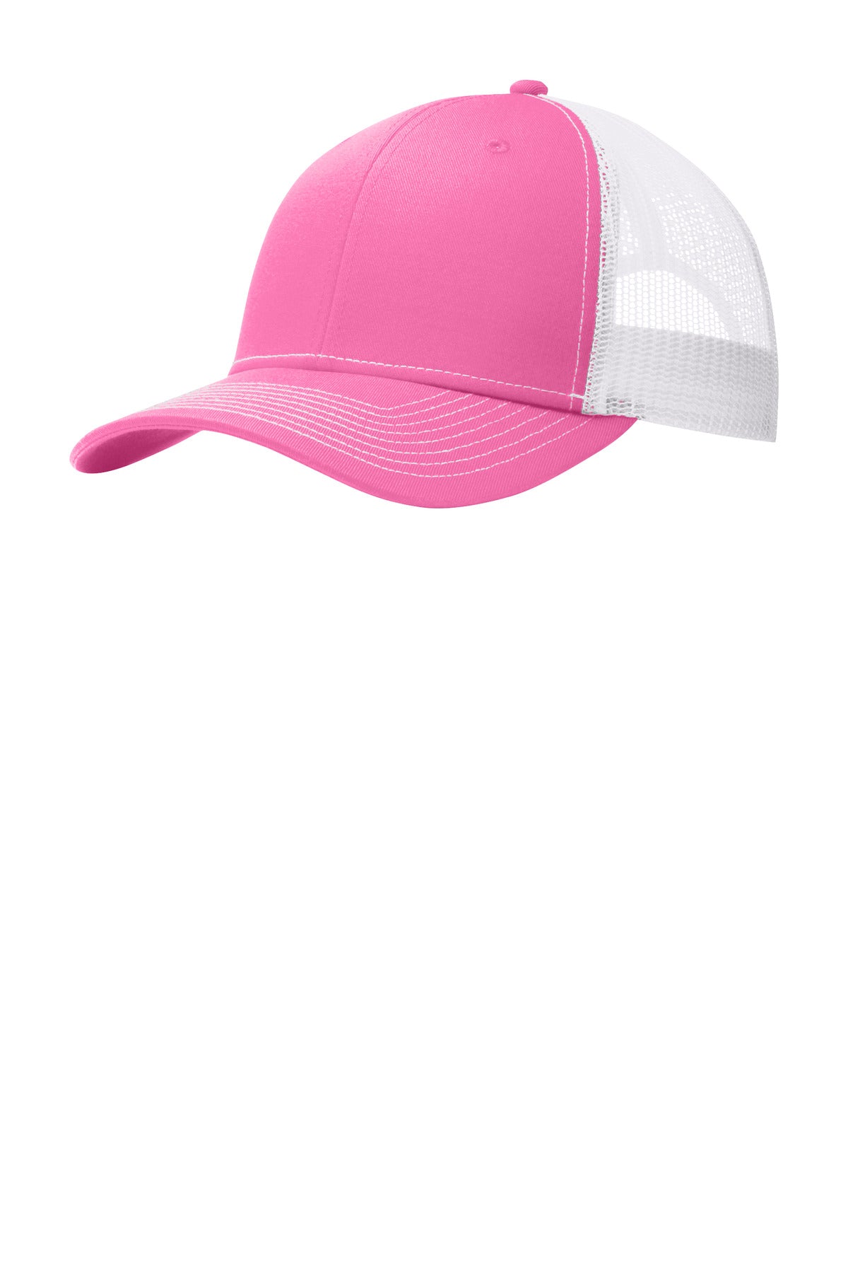 Port Authority Snapback Trucker Cap. C402 - True Pink/ White